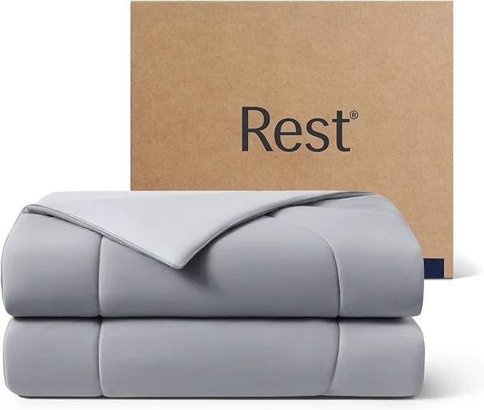 Casual REST® Evercool® Cooling Comforter Full Queen Blanket for Hot Sleepers All Season Bedding to Keep Cool for Night Sweats Breathable Lightweight Blanket 90 quot x90 quot Inches Cool Gray Advanced