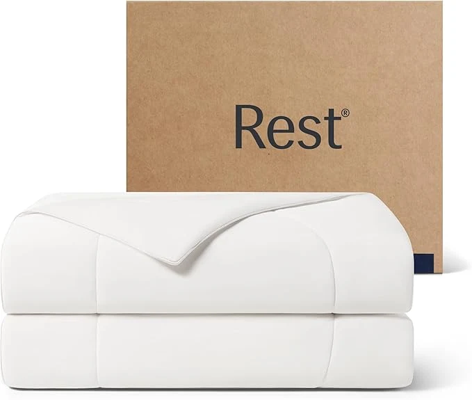 REST® Evercool® Cooling Comforter Twin Twin XL Blanket for Hot Sleepers All Season Bedding to Keep Cool for Night Sweats Breathable Lightweight Blanket 68 quot x90 quot Inches Arctic White Certified