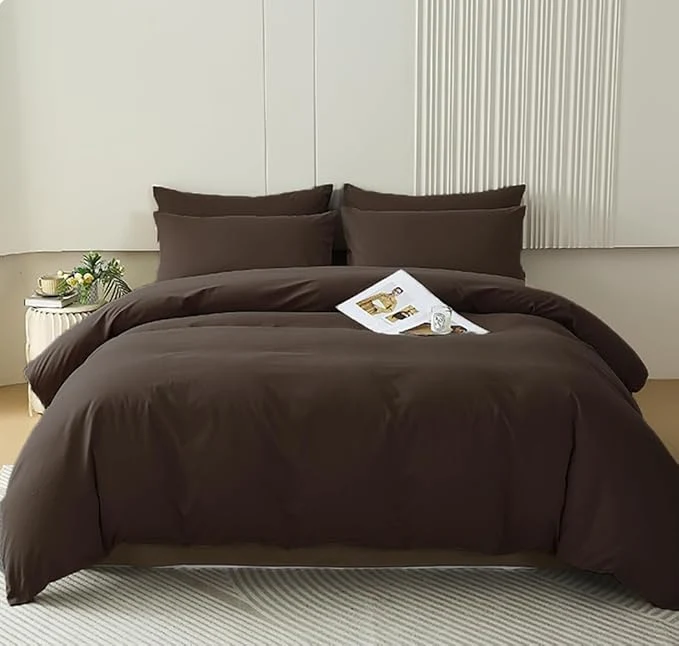 Top-Quality Houseri Brown Comforter Set Twin Mocha Coffee Color Bedding Comforter Sets Twin Size for Boys Girls Kids Soft Comfy Chocolate Brown Bed Comforters Vintage Dark Color Warm Dorm Quilt Blanket Twin 3PCS Detailed