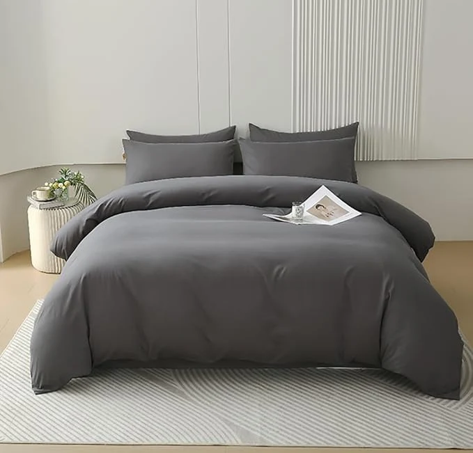 Secure Houseri Grey Comforter Queen Size Solid Dark Gray Bedding Comforters Sets Men Women Modern Dark Grey Queen Comforter Set for Teen Girls Boys Soft Comfy Breathable Pure Grey Bed Quilts Blankets Durable Premium Material