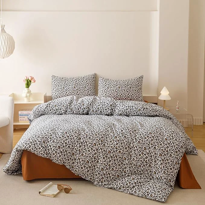 Comfortable Houseri Leopard Comforter Set Full Black Cheetah Print Bedding Sets Quilt Stylish and Bold Animal Print Bed Blanket Full Size High-End