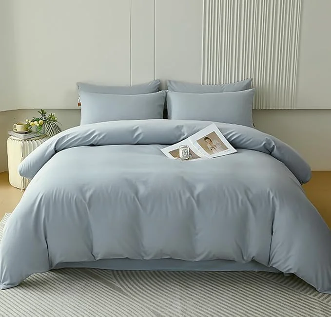 Next-Generation Houseri Blue Comforter Set Queen Haze Blue Bedding Women Girls Light Blue Comforter Sets Queen Size Boys Men Dusty Baby Blue Bedding Sets Queen Modern Greyish Blue Soft Comforter Quilts Queen Blanket Functional