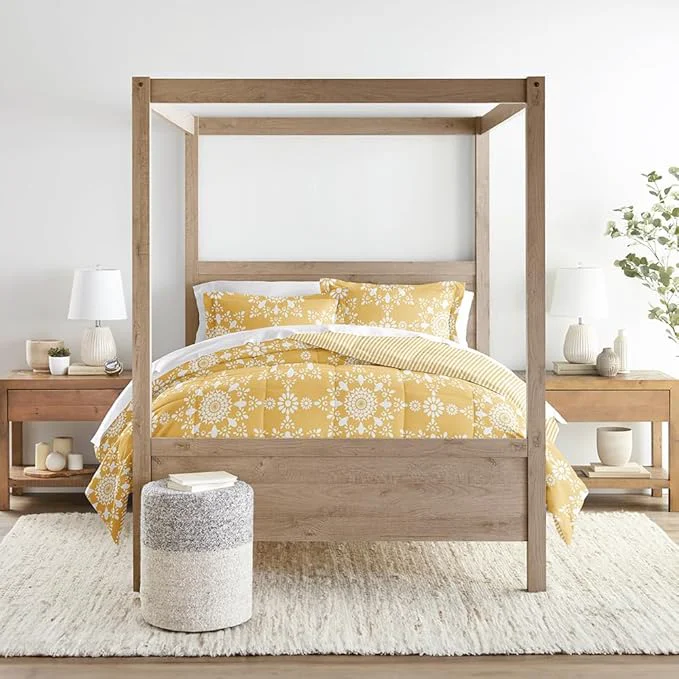 Classic LINENS amp HUTCH Comforter Set Patterned Microfiber All Season Down- Ultra Soft Bedding in Daisy Medallion – Twin TwinXL Daisy Medallion Yellow Environmentally Friendly