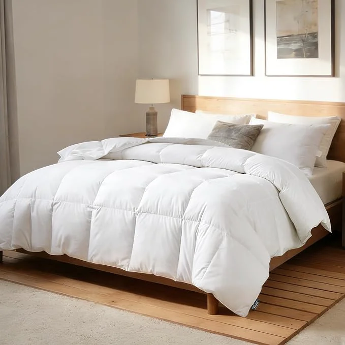 Responsible Hotel Suite Feather Down Comforter Natural Fluffy Duvet Insert Luxurious Hotel Collection Quilts All Season Bedding Comforter Cotton Cover（King Size 104 x 88 Inch White） Organic