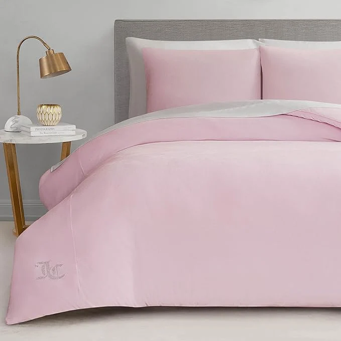 Advanced Juicy Couture Marshmallow Pink Velour Twin Twin XL Comforter Set – 2 Piece Luxury Bedding Ensemble Contemporary