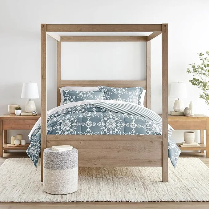 Organic LINENS amp HUTCH Comforter Set Patterned Microfiber All Season Down- Ultra Soft Bedding in Daisy Medallion – Twin TwinXL Daisy Medallion Light Blue Pure