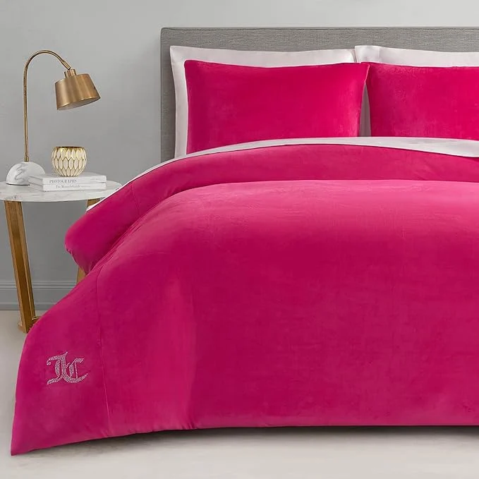 Innovative Juicy Couture Hot Pink Velour Twin Twin XL Comforter Set – 2 Piece Luxury Bedding Ensemble Flexible