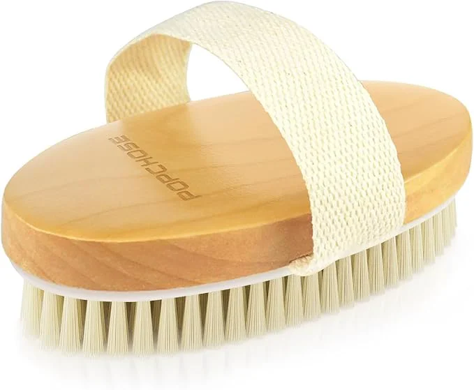 Next-Generation POPCHOSE Dry Brushing Body Brush Natural Bristle Dry Skin Exfoliating Brush World-Class
