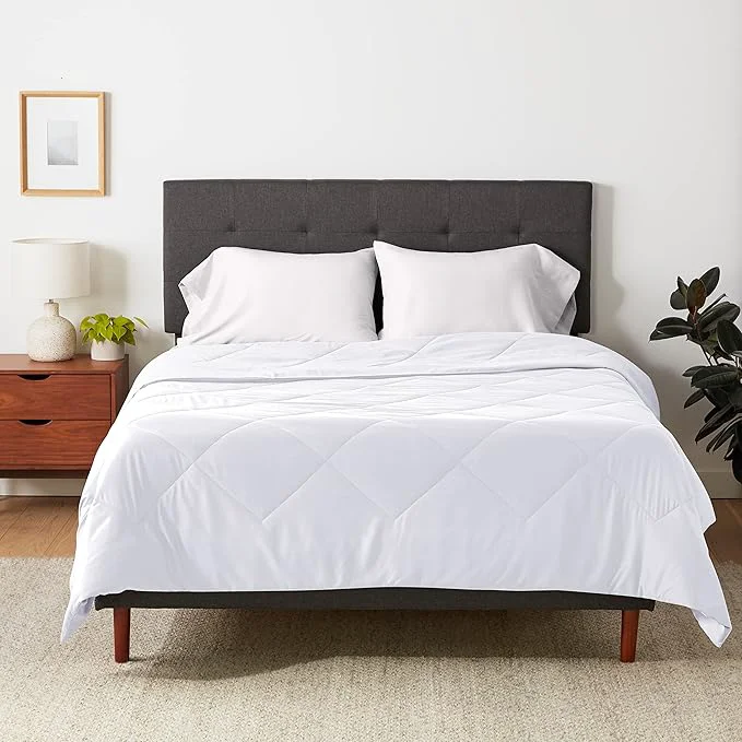 Easy-to-Use Amazon Basics Reversible Lightweight Microfiber All Season Comforter Blanket Full Queen White Trusted