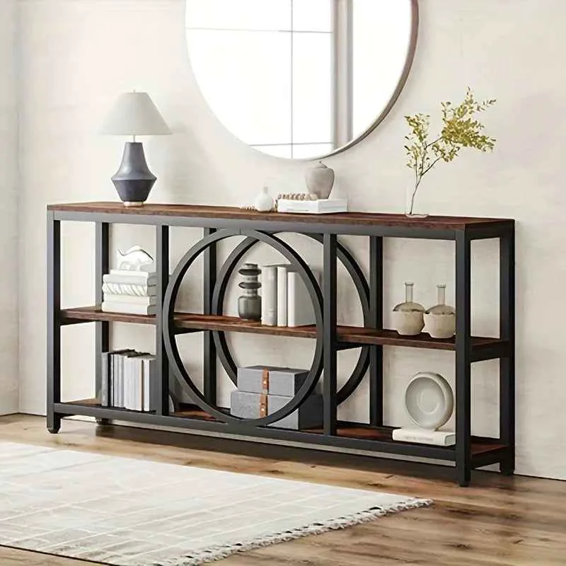Recyclable Console Table – 3 Tier Wood Metal Long Eco-Friendly