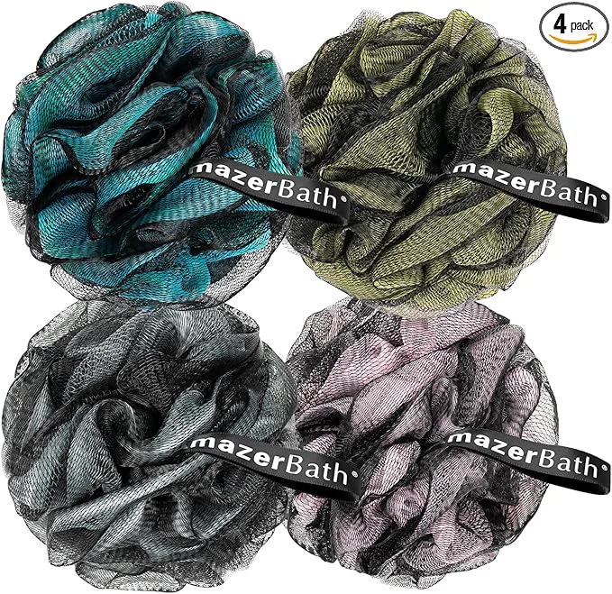 Next-Generation AmazerBath Charcoal Loofah Sponge Shower Loofah 60g PCS Safe