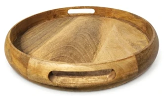 Sustainable House of Avana Round Mango Wood Serving Tray Natural Original Design