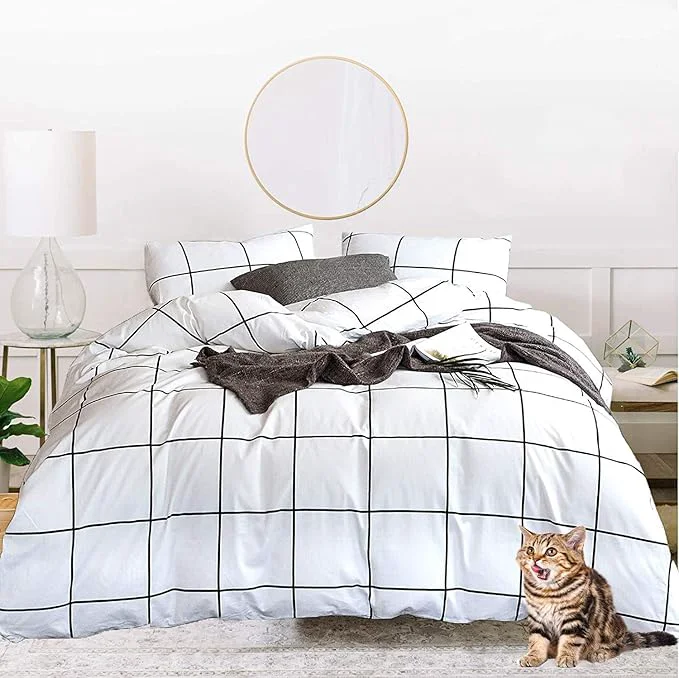 High-Performance Houseri Black and White Plaid Comforter Set – Twin Size Boys and Girls Bedding Sets with Buffalo Checkered Grid and Gingham Patterns – Preppy Comforter Sets for College Easy-to-Use