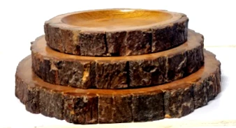 Quality House of Avana Round Tree Mango Wood Platter Set of 3 Minimalist