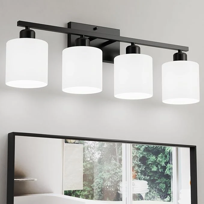 Trendy Black Vanity Lights for Bathroom Anti-rust 4-Light Bathroom Light Fixtures Smart