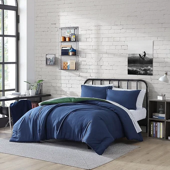 Original Design Nautica – Full Bonus Bed Set Reversible amp Ultra-Soft Brushed Comforter with Lightweight Feel 7 Piece Bedding with Matching Bed Sheets Pillowcases amp Tote Bag Captain 39 s Blue Green Durable