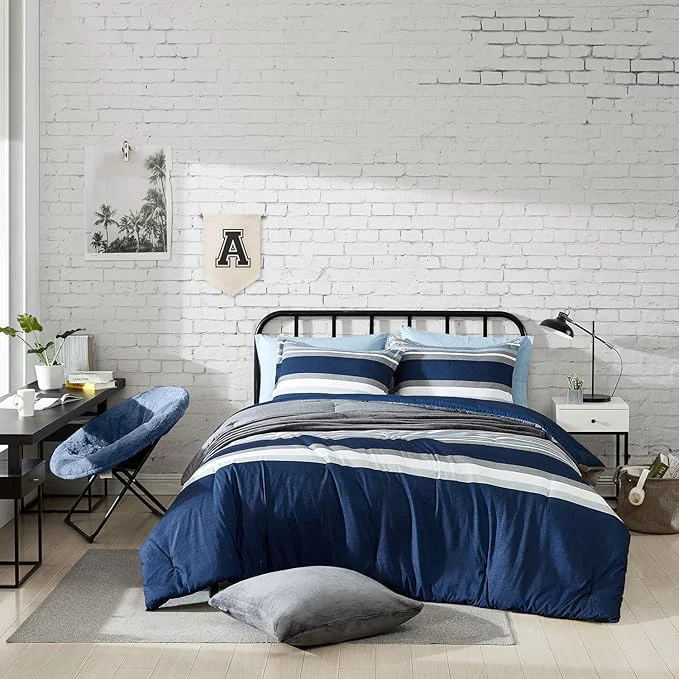 Comfortable Nautica – Twin Twin XL Comforter Set Soft Brushed Bedding with a Relaxed Feel for Year-Round Use 2 Piece Bed Set with Matching Pillowcase Heathered Block Grey Sustainable