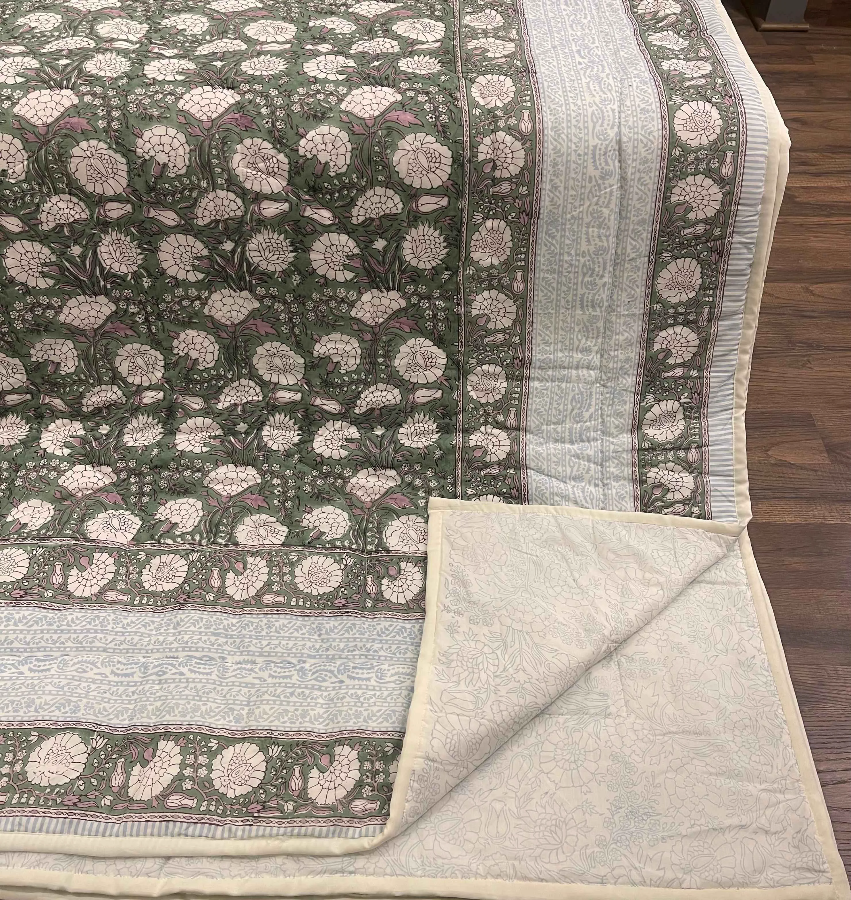 Responsible Cream amp Golden Yellow Rust Floral Jaipur Indian Hand Block Print Quilted Comforter Trusted