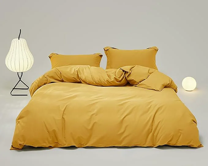 High-End Houseri Mustard Yellow Comforter Set Queen Dark Yellow Bedding Queen Size Comforters Set Women Girls Ginger Bedding Sets Quilt Queen Efficient