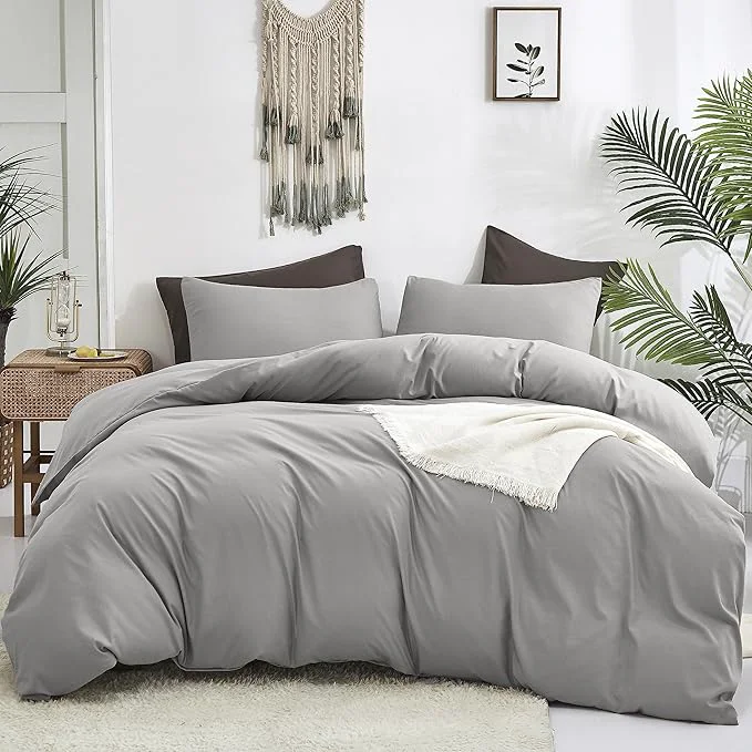 Expertly Made Cottonight Silver Grey Comforter Sets Queen Light Grey Bedding Comforter Set Plain Gray Blanket Quilts Soft Breathable Modern Silver Gray Bedding Set for Women Men Adults Teens Versatile