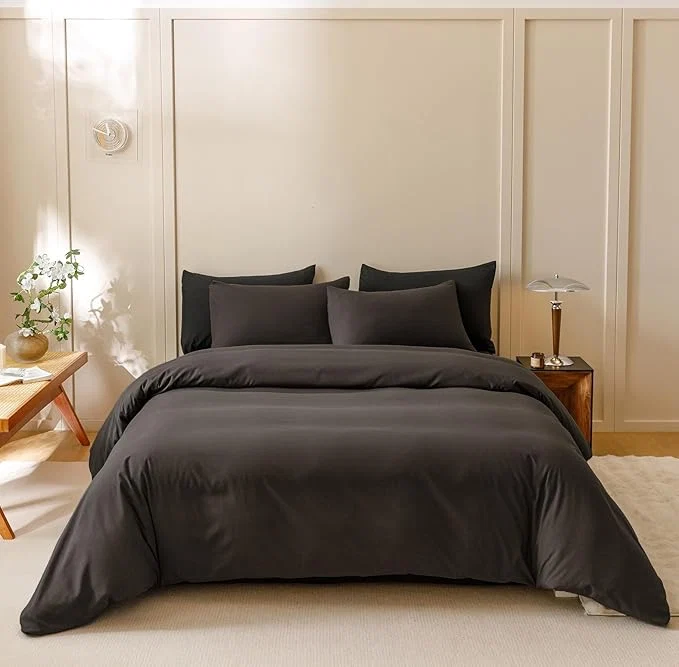 Detailed Houseri Dark Brown Comforter Set Queen 3 Piece Dark Chocolate Bedding Queen Size Lightweight Black Coffee Bed Set Soft Comfy Quilt Blanket Queen