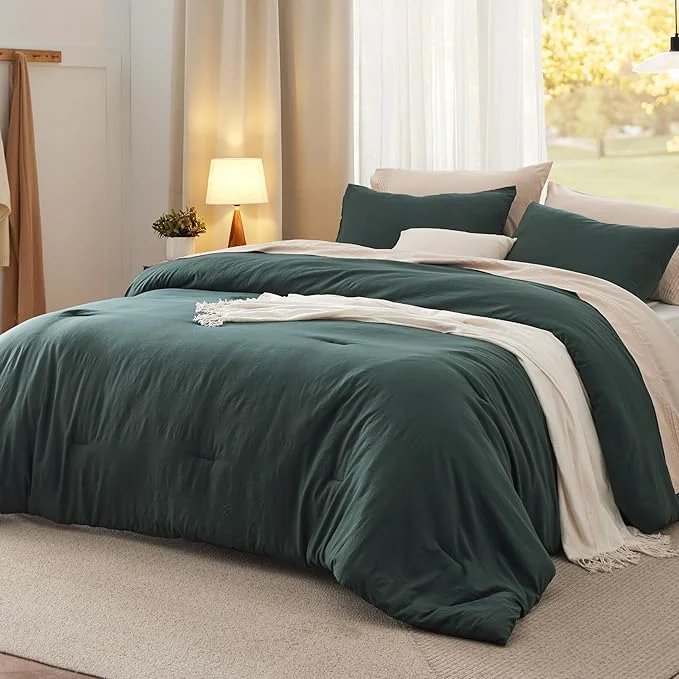 Bedsure King Comforter Set Forest Green Soft Prewashed Bedding for All Seasons 3 Pieces GentleSoft™ Bed Set 1 Lightweight Comforter 104 quot x90 quot and 2 Pillowcases 20 quot x36 quot Efficient