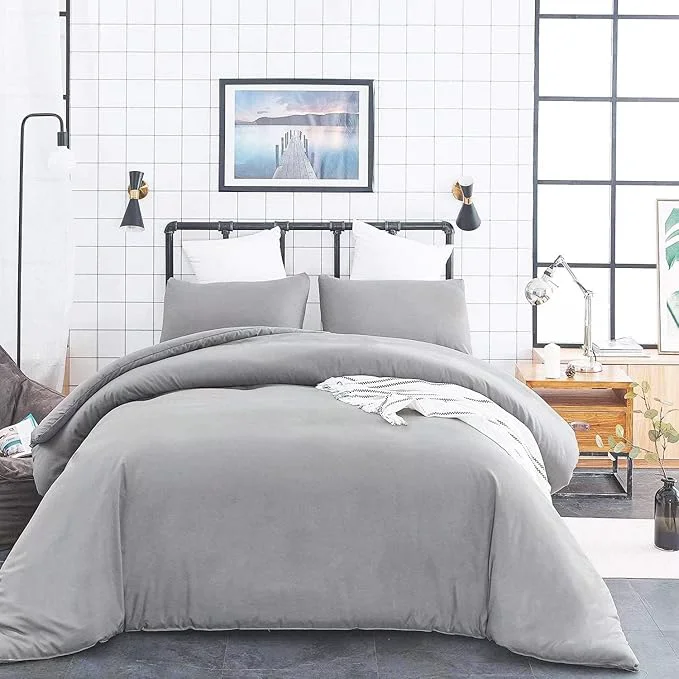 Excellent Houseri Bedding Set Silver Grey Comforter Set Cal King 3 Pcs Including Comforter amp Pillow Shams Modern Breathable Cotton Machine Wash Lightweight