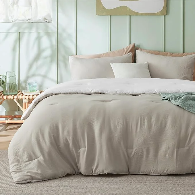 Authentic Bedsure Twin Twin XL Comforter Set Beige White Soft Prewashed Bedding for All Seasons 2 Pieces GentleSoft™ Bed Set 1 Lightweight Comforter 68 quot x88 quot and 1 Pillowcase 20 quot x26 quot Eco-Friendly