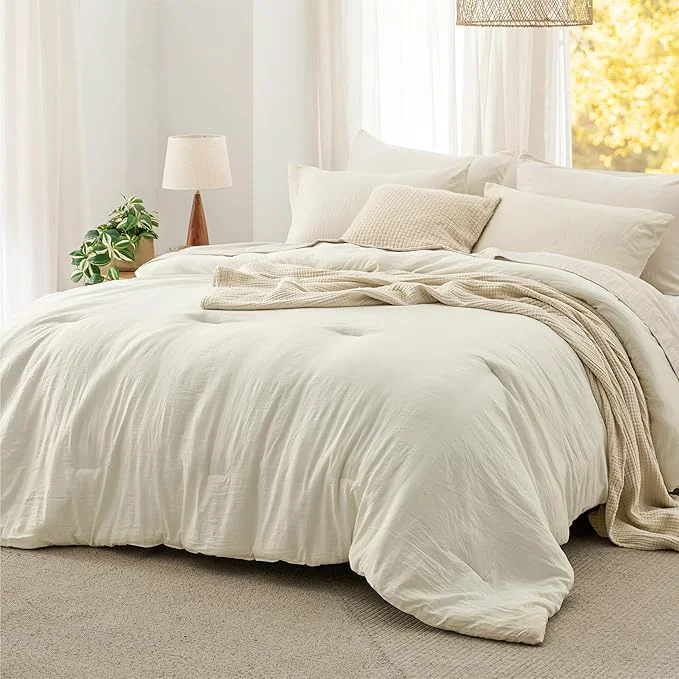 Genuine Bedsure Full Comforter Set Ivory Soft Prewashed Bedding for All Seasons 3 Pieces GentleSoft™ Bed Set 1 Lightweight Comforter 82 quot x86 quot and 2 Pillowcases 20 quot x26 quot Functional