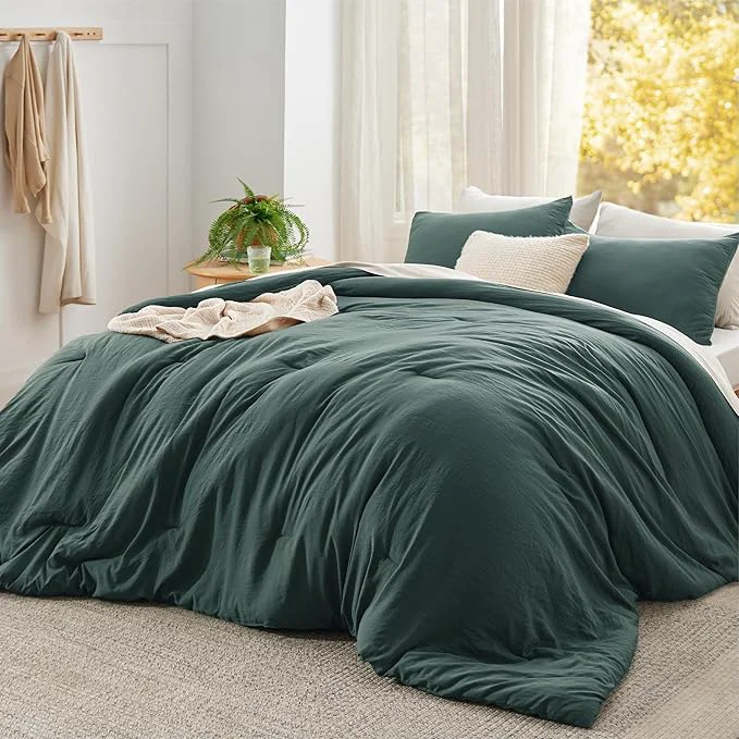 Breathable Bedsure Super King Comforter Set Forest Green Soft Prewashed Bedding for All Seasons 3 Pieces GentleSoft™ Bed Set 1 Lightweight Comforter 120 quot x120 quot and 2 Pillowcases 20 quot x36 quot Casual