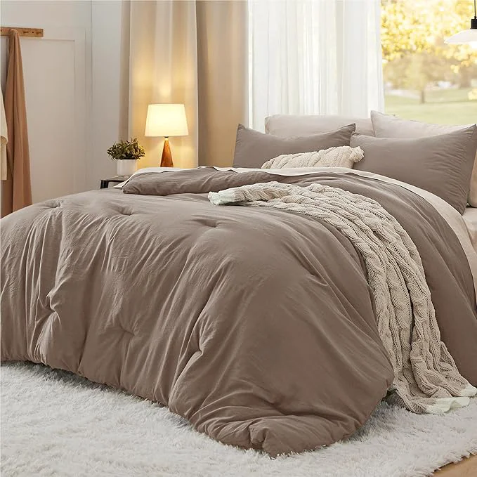 Premium Bedsure King Comforter Set Brown Soft Prewashed Bedding for All Seasons 3 Pieces GentleSoft™ Bed Set 1 Lightweight Comforter 104 quot x90 quot and 2 Pillowcases 20 quot x36 quot Sustainable