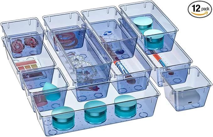 Healthy WOWBOX 12 Pack Clear Drawer Organizer Set Acrylic Drawer Storage Trays Quality
