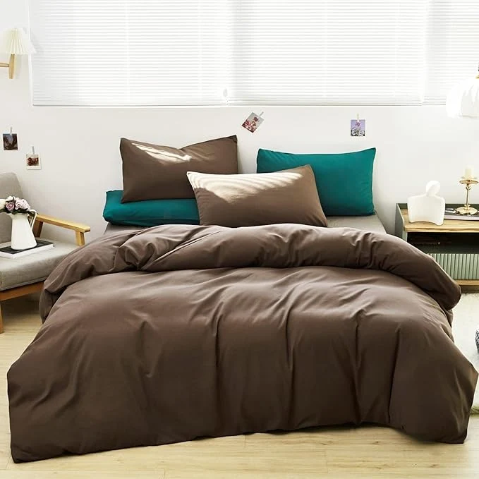 Premium Material Cottonight Brown Comforter Set King Chestnut Brown Bedding Comforter Set Modern Chocolate Brown Blanket Quilts Modern Dark Brown Bedding Comforter Set for Women Men King Bed Fine Crafted