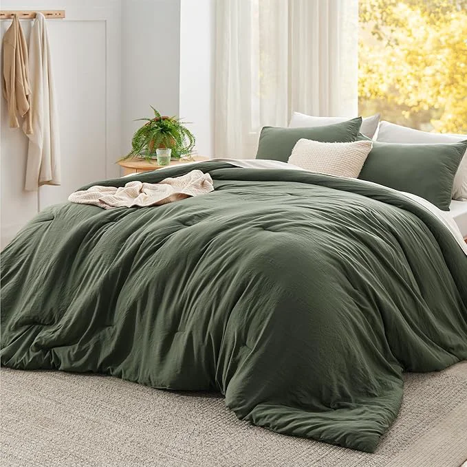 Expertly Made Bedsure Super King Comforter Set Dark Green Soft Prewashed Bedding for All Seasons 3 Pieces GentleSoft™ Bed Set 1 Lightweight Comforter 120 quot x120 quot and 2 Pillowcases 20 quot x36 quot Versatile