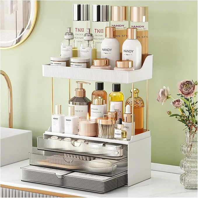 Next-Generation StorBin Strong 3 Drawers Bathroom Counter Organizer 5 Tier Makeup Organizer Unique