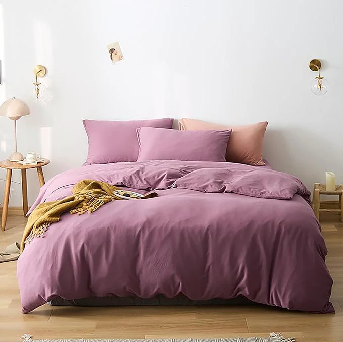 Original Design Cottonight Purple Comforter Set Queen Pale Mauve Bedding Comforter Set Full Solid Modern Dusty Lilac Purple Blanket Quilts Breathable 3 Piece Purple Comforter Set for Women Adults Next-Generation