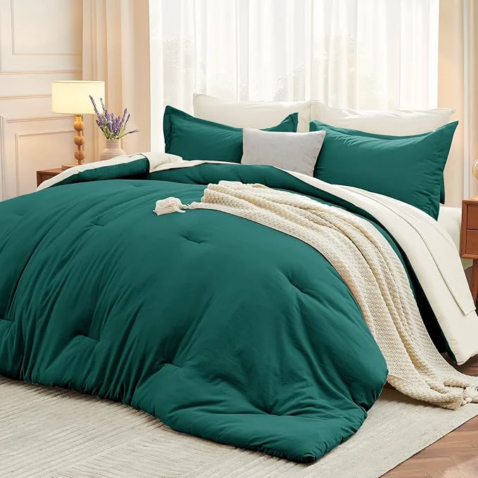 Genuine MUXHOMO 7 Pieces Full Comforter Set Soft Bed in a Bag Full Size All Season Bedding Set with Comforter Flat Sheet Fitted Sheet Pillowcases amp Shams Peacock Blue amp Ivory Original