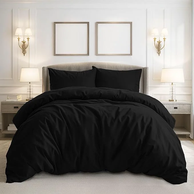 Responsible Pure Bedding Duvet Cover King Size – 3 Pieces Extra Soft Bedding Set Includes 1 Duvet Cover 104×90 Inches with Zipper Closure amp 2 Pillow Shams Comforter Not Included Black Green