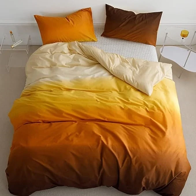 Fine Crafted Houseri Yellow Orange Gradient Comforter Set Twin Cream Yellow Gold Brown Comforter Bedding Sets Twin Size for Kids Boys Girls Novel Yellow Bedding Comforters Twin Soft Breathable 3 Pcs Relaxed