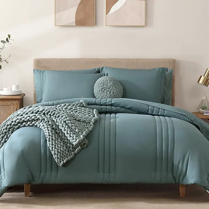 Selected Monbix Full Comforter Set – 7 Pieces Blue Green Bed in a Bag Full Size Bedding Sets with Comforters All Seasons Comforter with Sheets Pillowcases amp Shams Sophisticated