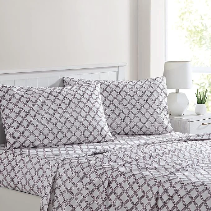 Prestigious Modern Threads Printed 4-Piece Extra Soft Bedding Sheets amp Pillowcase Set Deep Pocket up to 16 inch Mattress Cara King Certified