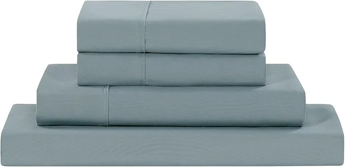 Contemporary Modern Threads Soft Microfiber Solid Sheets – Luxurious Microfiber Bed Sheets – Includes Flat Sheet Fitted Sheet with Deep Pockets amp Pillowcases Ocean King High-Quality