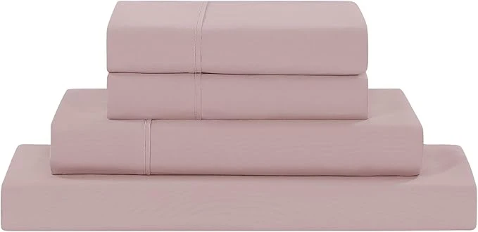 Green Modern Threads Soft Microfiber Solid Sheets – Luxurious Microfiber Bed Sheets – Includes Flat Sheet Fitted Sheet with Deep Pockets amp Pillowcases Cameo Rose Full Quality