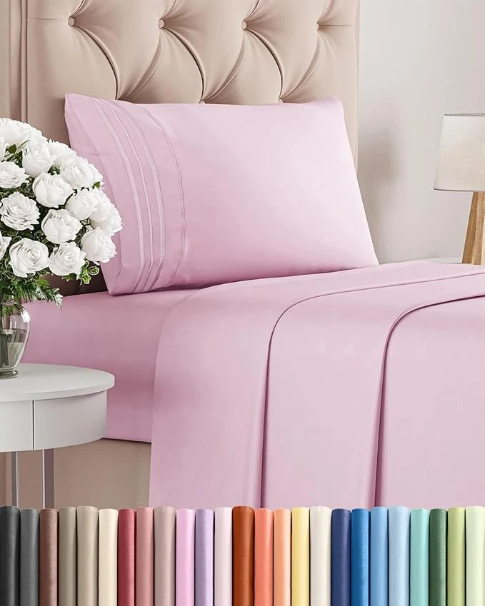 Natural Twin Size 3 Piece Sheet Set – Comfy Breathable amp Cooling Bed Sheets Set – Hotel Luxury Bedding for Women Men Kids Teens Boys amp Girls – Deep Pockets Soft and Wrinkle – Oeko-Tex – Light Pink Outstanding