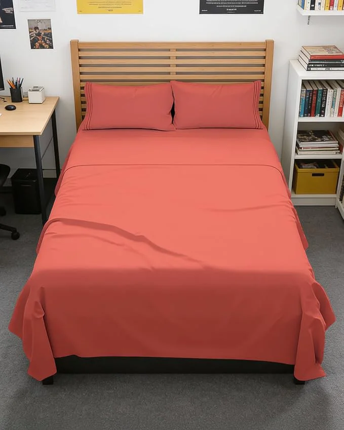 Environmentally Friendly Full XL Bed Sheet – 4 Piece Full XL Bed Sheets Set – Soft Breathable amp Cooling – Hotel Luxury Bedding for Women Men Kids Teens Boys amp Girls – Deep Pockets Comfy Fade and Wrinkle – Coral Sustainable