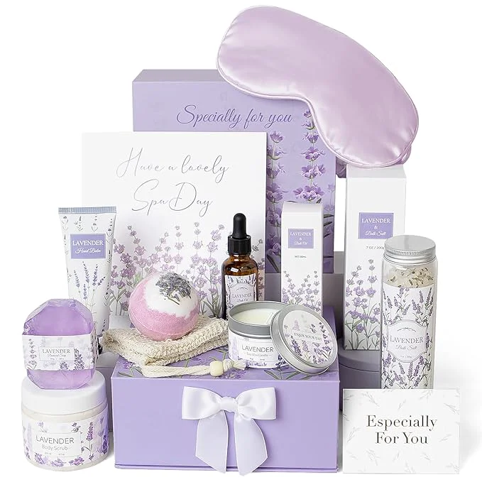 Elegant Mothers Day Gifts for Mom Lavender Spa Gifts Set Relaxing Spa Gifts Bath Spa Prestigious