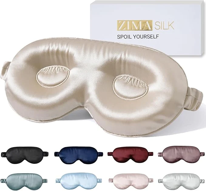 Safe ZIMASILK Adjustable 22 Momme Pure Mulberry Silk Sleep Mask 3D Contoured Artisan