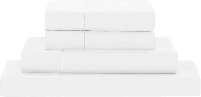 Clean Modern Threads Soft Microfiber Solid Sheets – Luxurious Microfiber Bed Sheets – Includes Flat Sheet Fitted Sheet with Deep Pockets amp Pillowcases White Full Eco-Friendly