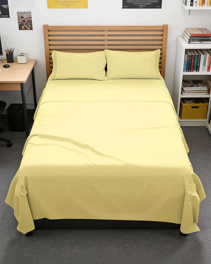 Full XL Bed Sheet – 4 Piece Full XL Bed Sheets Set – Soft Breathable amp Cooling – Hotel Luxury Bedding for Women Men Kids Teens Boys amp Girls – Deep Pockets Comfy Fade and Wrinkle – Yellow Effective