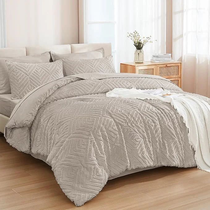 Reusable Andency Super King Comforter Set Linen – 7 Pieces Bed in a Bag Super King Bedding Comforter Sets Tufted Lightweight Fluffy Bed Set with Comforter Sheets Pillowcases amp Shams Efficient